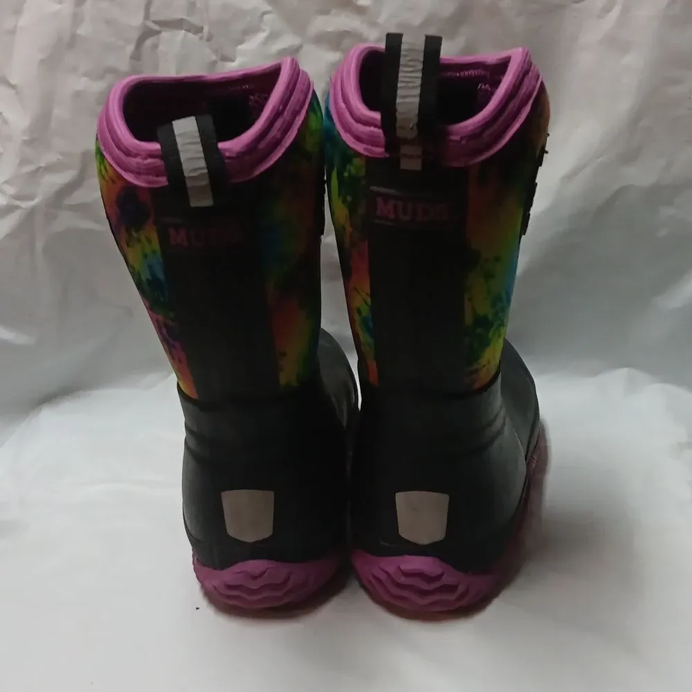 Muds Noble Outfitters Kids' Black and Purple Rain & Snow Boots Youth Size 2